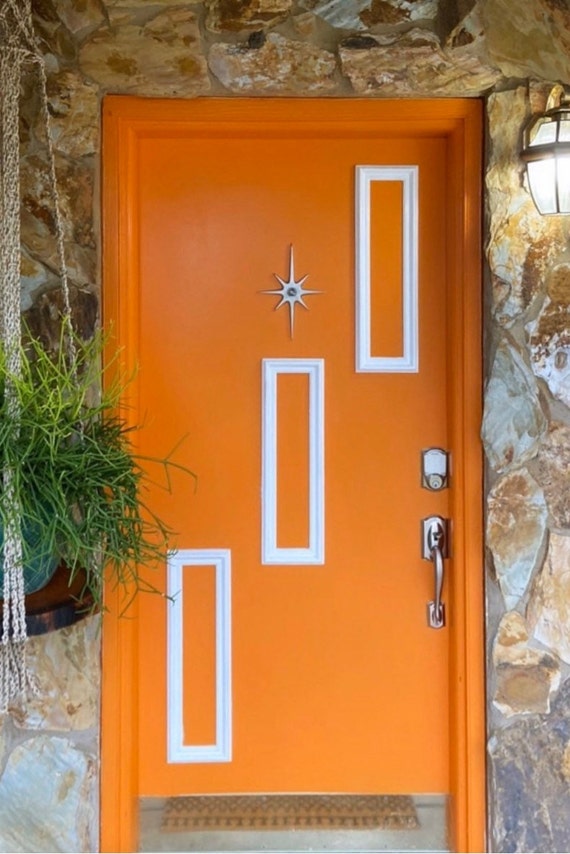 Atomic Starburst Peephole Viewer: Mid-century Modern Aluminum Door