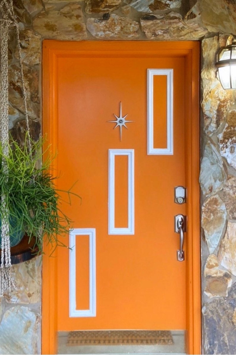 Atomic Starburst Peephole Viewer: Mid-century Modern Aluminum Door