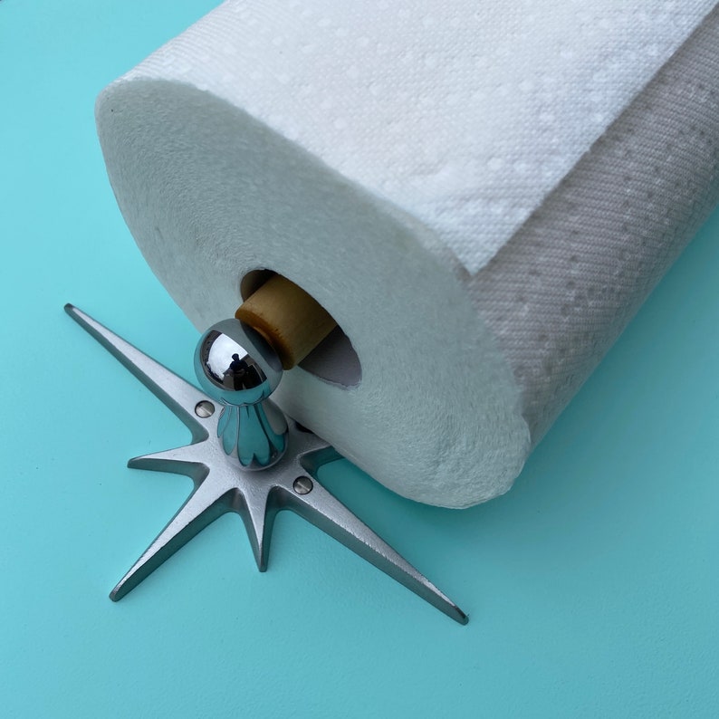 Atomic Starburst Paper Towel Holder, paper towel holder wall mount, vintage paper towel holder, mcm paper towel holder image 6