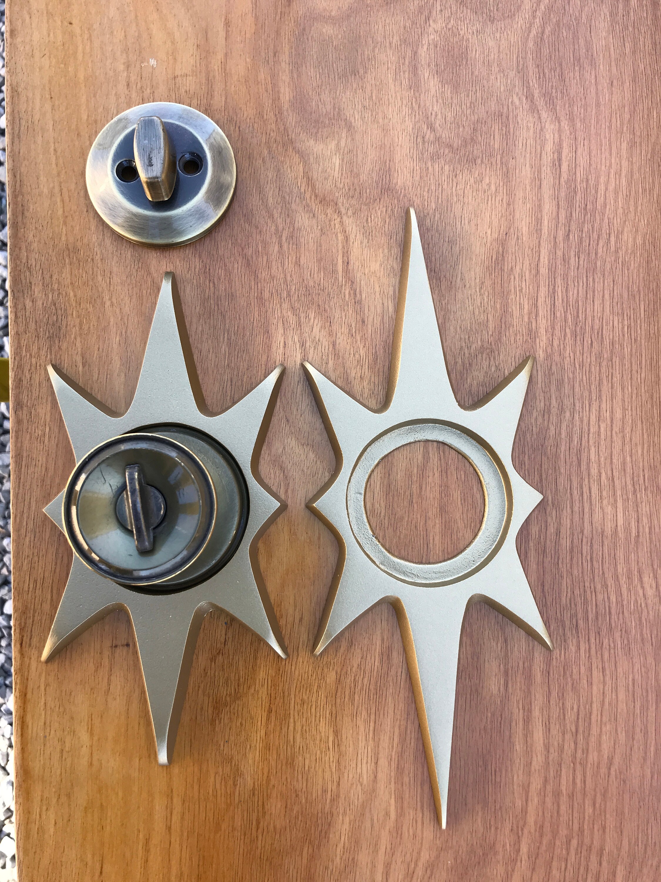 8 Atomic Starburst Doorknob Backplate Escutcheon Atomic Etsy