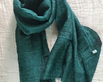 100% Organic Raw Silk Shawls- Green