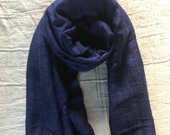 100% Organic Raw Silk Shawls- Blue