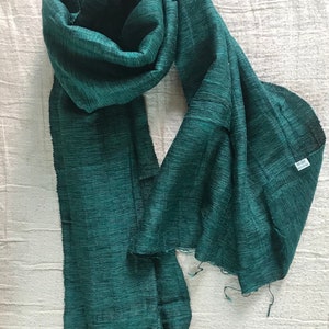 100% Organic Raw Silk Shawls- Green