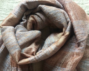 Raw Silk Scarf for Women- Melange Burgundy