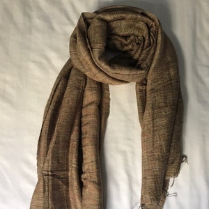 100% Organic Raw Silk Shawls- Golden Brown