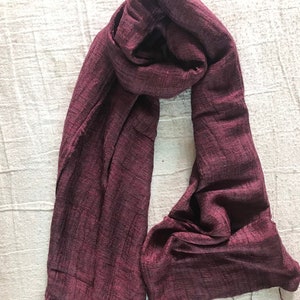 100% Organic Raw Silk Shawls- Burgundy