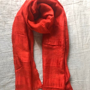 Raw Silk Scarf for Women- RED