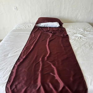 Sac de couchage en soie – 100 % soie de mûrier, marron (taille unique)