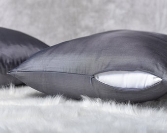 Mulberry Silk Pillowcase – Gray Queen Size, Zipper Closure