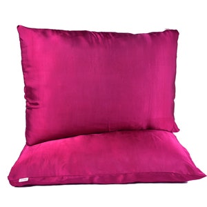 1 PAIR Pure Mulberry Silk Pillowcase. 9 Colours. Cares for your Hair and Complexion. Standard Size. Envelope Design- Pink