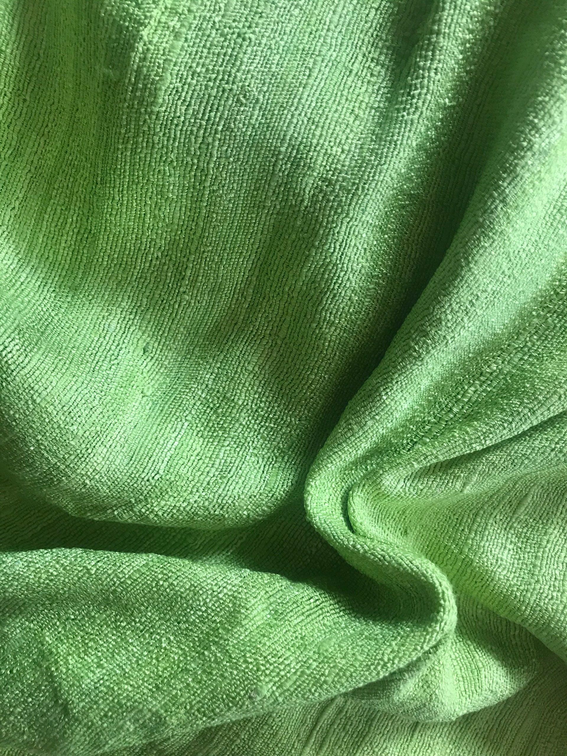 RAW SILK FABRIC Green Etsy