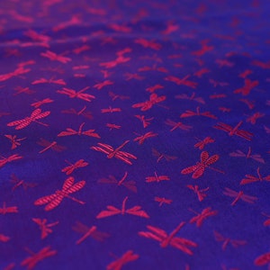 PURE SILK FABRIC by yard- Dragonfly design