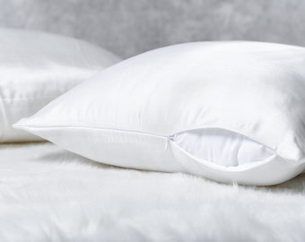 Mulberry Silk Pillowcase - Queen Size, Zipper Closure (Pair)