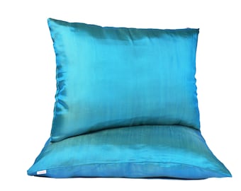 1 PAIR Pure Mulberry Silk Pillowcase. 9 Colours. Cares for your Hair and Complexion. Standard Size. Envelope Design- Turquoise