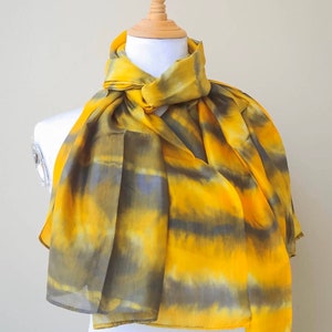 Premium Pure Natural Silk, Womens scarves, Silk Scarf,Fashion Accessories ,luxury scarf, Multi coloured handwoven raw silk scarf- YELLOW