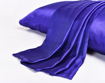 Mulberry Silk Pillowcase - Blue Standard Size Envelope Pillow Sham