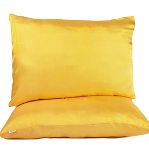 1 PAIR Pure Mulberry Silk Pillowcase. 9 Colours. Cares for your Hair and Complexion. Queen Size. Envelope Design- Gold