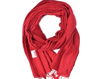 100% Organic Raw Silk Shawls- Red