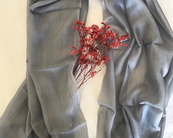 Silver Silk Scarf – Lightweight Shawl Wrap