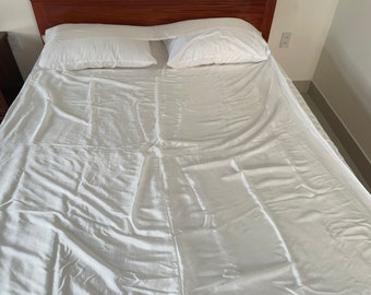 DOUBLE 100% MULBERRY SILK sleeping bag ( Buy 2 get 1 scarve silk )- White