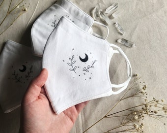 Moon Illustration - Reusable Washable 3 Layers Fabric Face Mask/ FREE SHIPPING within CANADA