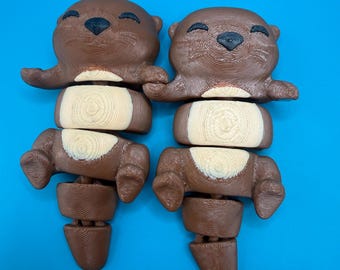 Flexi Magnetic Hand-Holding Otters, 3D Printed PLA Set