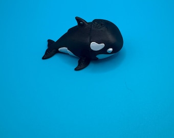 Mini Tiny Baby Orca Whale Articulated 2 inches long, Zou3D, Sensory, Gift, Stress Relief, Anxiety, Autism