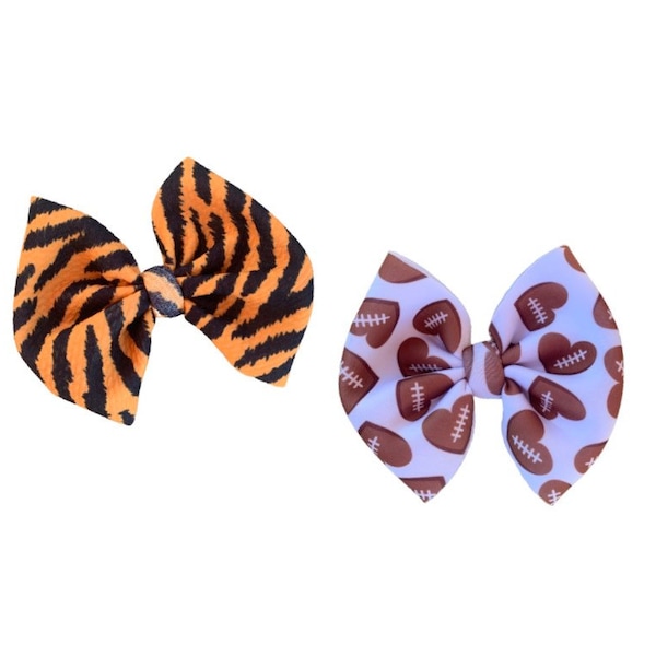 Football Bows- Tiger Stripes Bows - Clip or Nylon