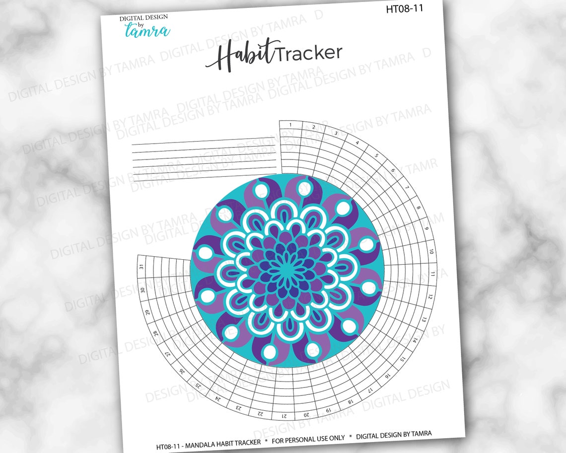 Mandala habit tracker printable