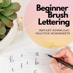 Hand Lettering and Modern Calligraphy Practice Worksheets Brush Script Lowercase Alphabet Traceable and Reusable