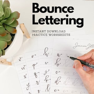 Pratique du lettrage à la main, Pratique de la calligraphie moderne, Lettrage iPad, Procréer des feuilles de calcul Alphabet minuscule rebondissant Comment remettre une lettre