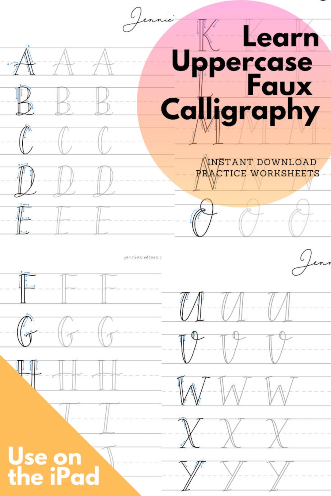 Faux Calligraphy Hand Lettering Practice Worksheets Uppercase Etsy Faux Calligraphy Hand Lettering Practice Worksheets Uppercase Etsy