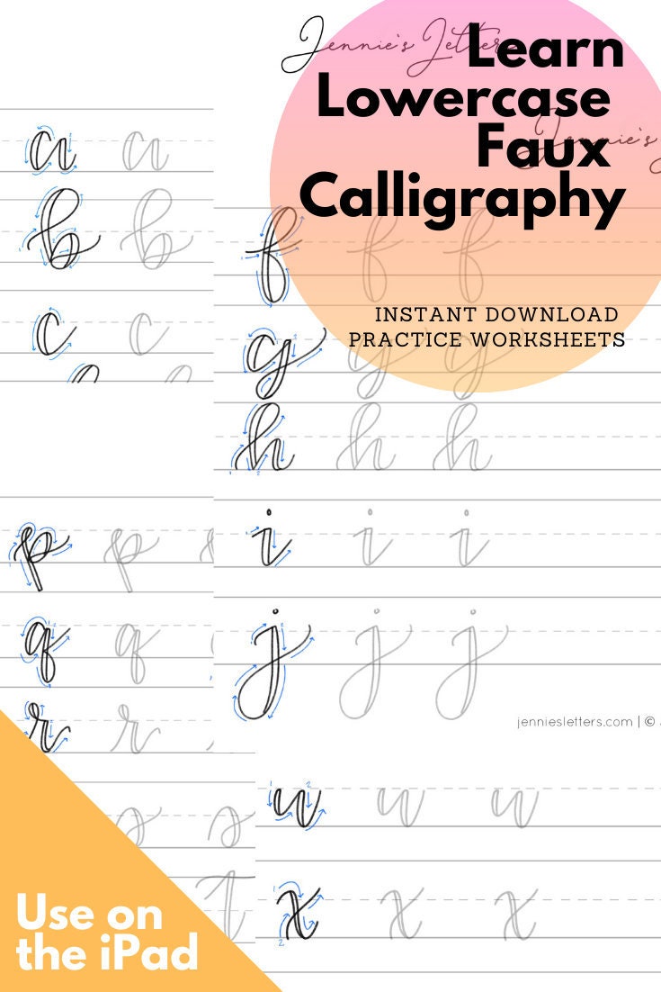 Download my Free Faux Calligraphy Worksheet (Small alphabets + many  styles!) – Surely Simple