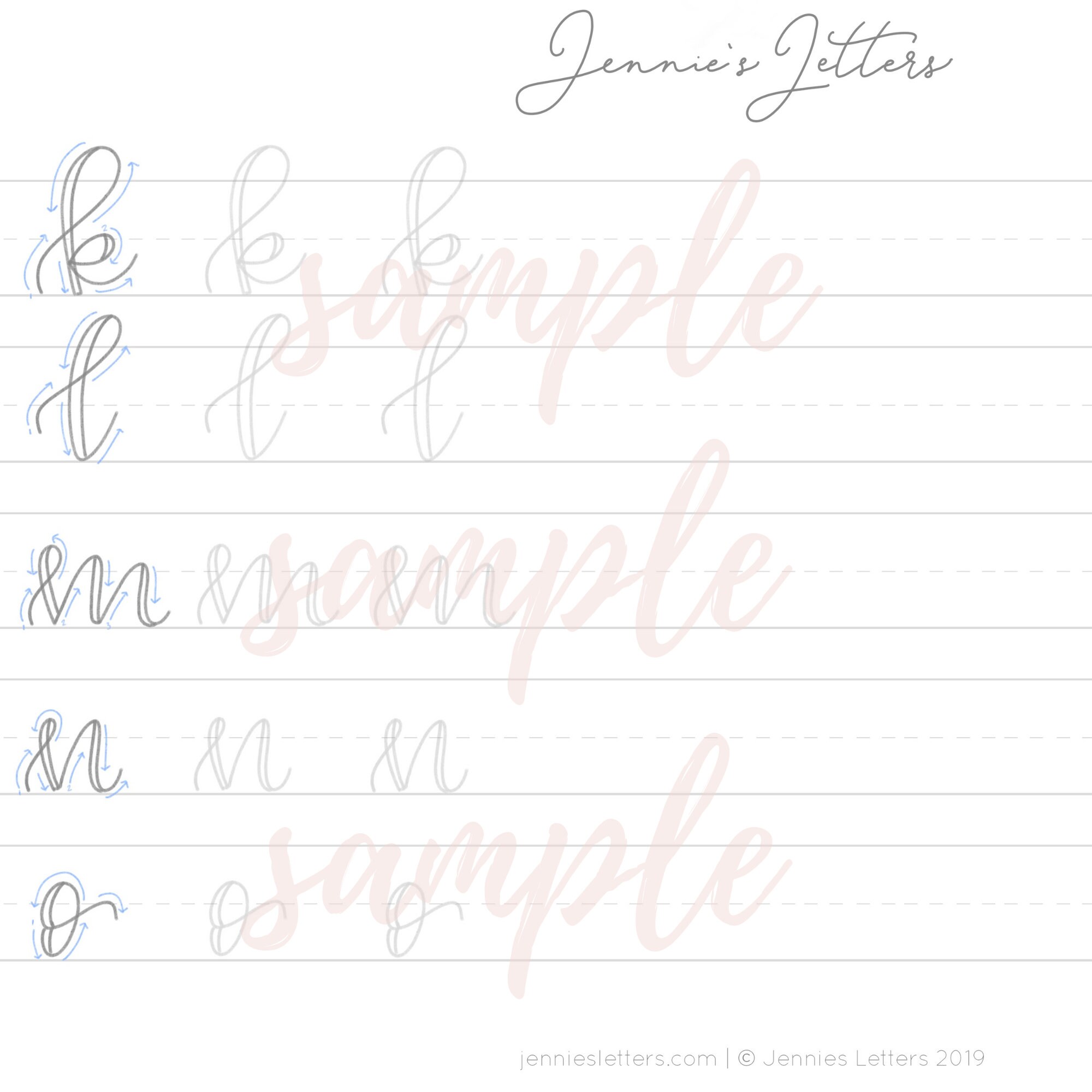 Lowercase Hand Lettering Faux Calligraphy Hand Lettering Practice Worksheets Lowercase - Etsy