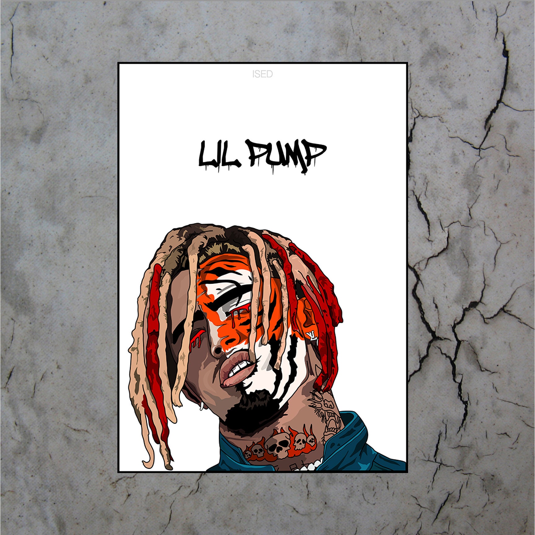 Lil Pump Tiger Poster Rapper Poster Soundcloud Hiphop Etsy
