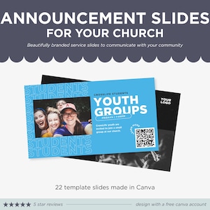 Church Announcement Slides, Church Preservice Slides, Editable Church Canva Templates, Worship Graphics, Church Slides, Digital Download