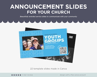 Church Announcement Slides: Editable Canva Templates (Digital Download)