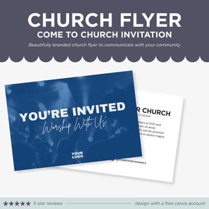 Bearbeitbare Kirche Einladung Flyer Vorlage | Canva Church Event Postkarte | Kirche Willkommen Einladung | Kirche Einladung