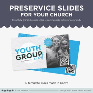Church Slides, Church Preservice Slides, Editable Canva Templates, Ministry Graphics, Worship Announcement Slides, Digital Download
