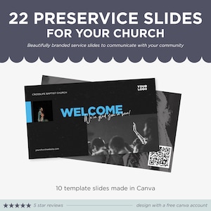 Church Preservice Slides, Church Announcement Slides, Editable Church Canva Templates, Worship Graphics, Church Slides, Digital Download