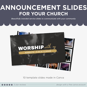 Church Announcement Slides, Church Slides, Editable Canva Templates, Worship Graphics, Preservice Slides, Digital Download
