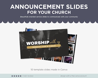 Diapositivas para anuncios de la iglesia: Gráficos editables para la adoración (descarga digital)