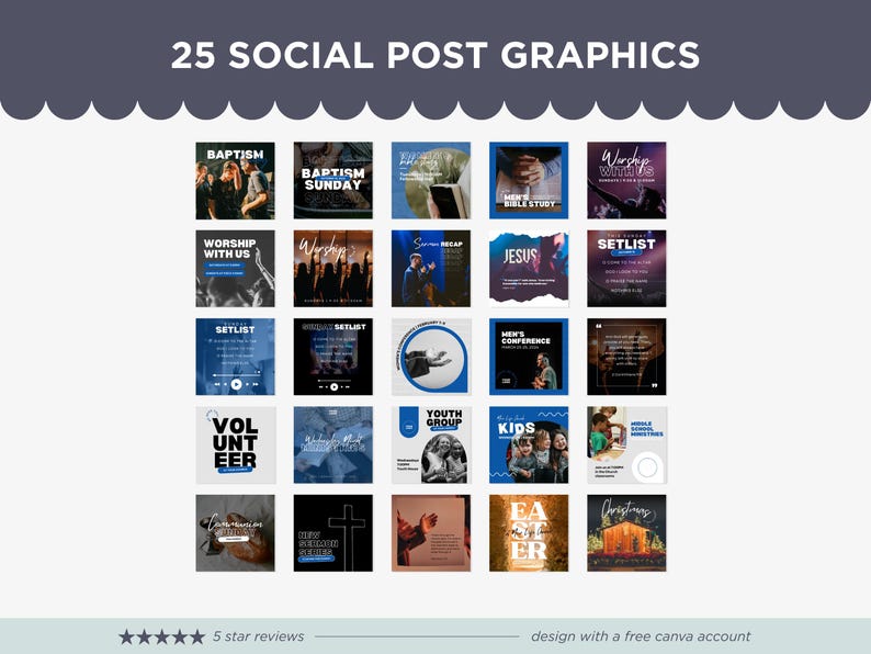 Mallpaket för kyrkans Canva-motiv: Design för sociala medier och presentationer (digital nedladdning) bild 8