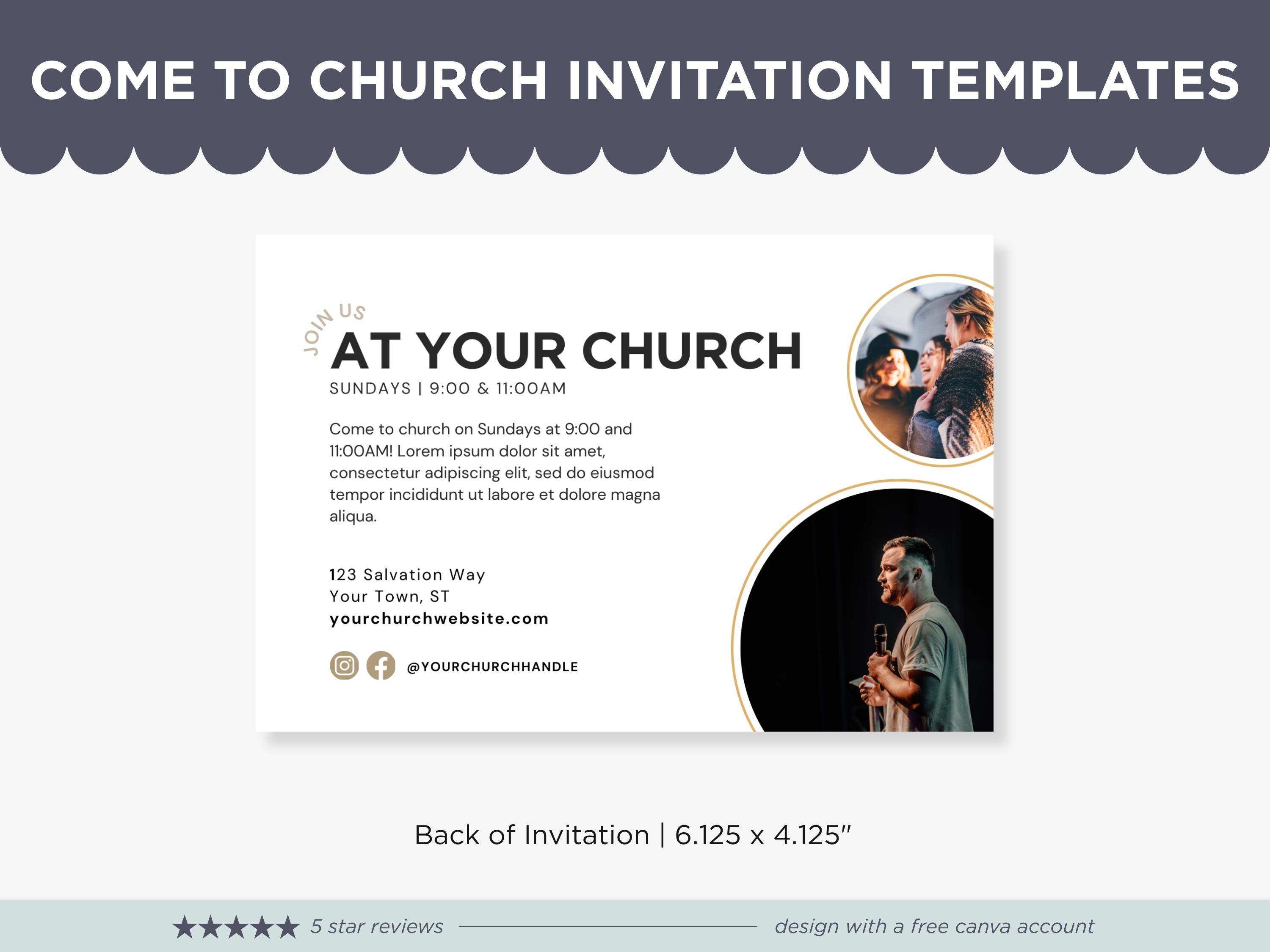 Editable Church Invitation Postcard Template: Canva Flyer Design - Etsy