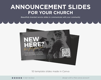 Diapositivas para anuncios de iglesias: Plantillas editables de Canva para adoración (descarga digital)