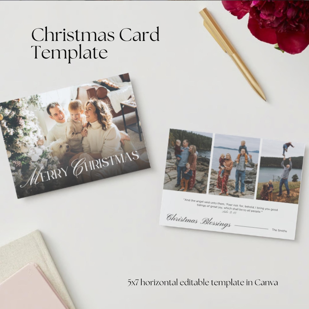 Christian Christmas Card Printable, Religious Christmas Card Template ...