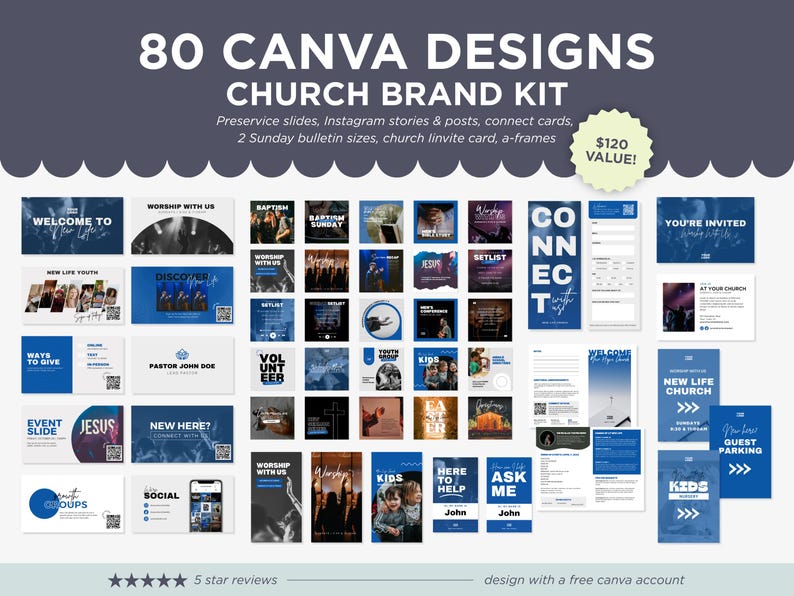 Mallpaket för kyrkans Canva-motiv: Design för sociala medier och presentationer (digital nedladdning) bild 1