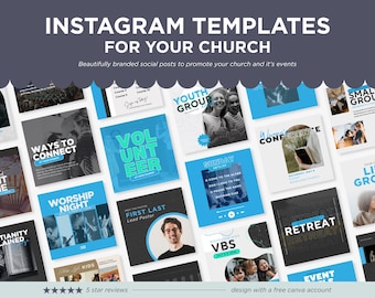 Church Instagram Templates: Social Media Posts, Sermon & Event Graphics (Canva)