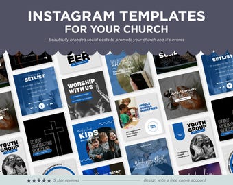 Mallar för kyrkliga Instagram-inlägg: Kristen Canva-grafik (digital nedladdning)