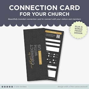 Modelo de cartão de conexão de igreja editável | Cartão de boas-vindas e informações de igreja moderna para Canva